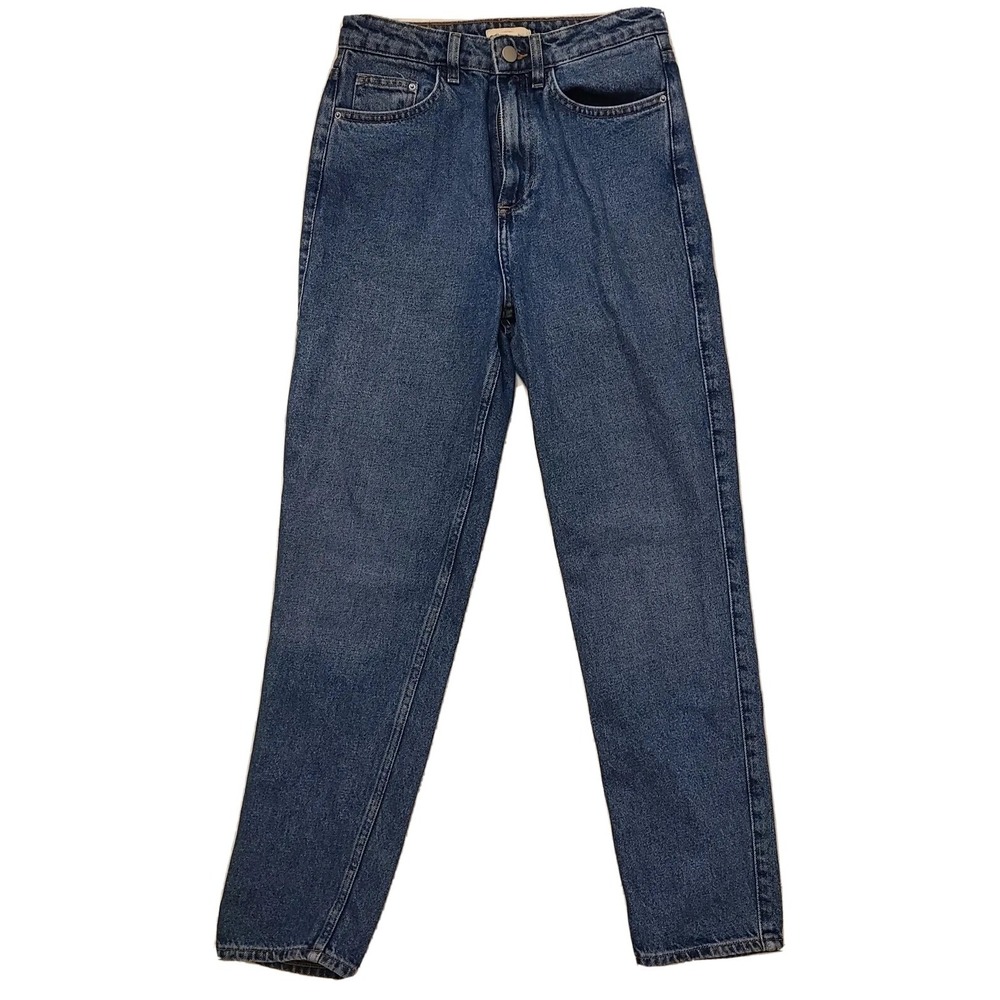 H&M Womens 6 Jeans Medium Wash Straight Leg High Rise 5 Pocket Denim Blue